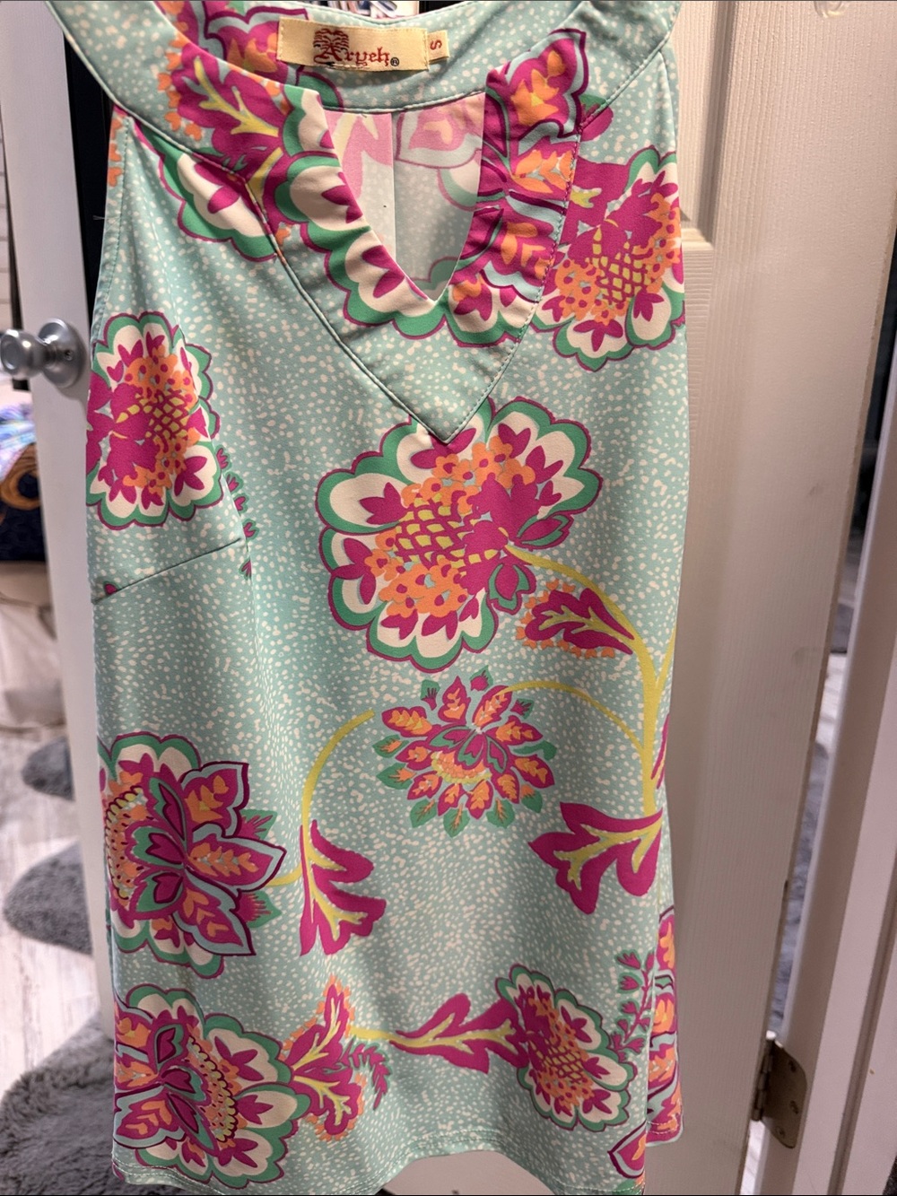 Sleeveless Tank with Pink & Yellow Floral Print